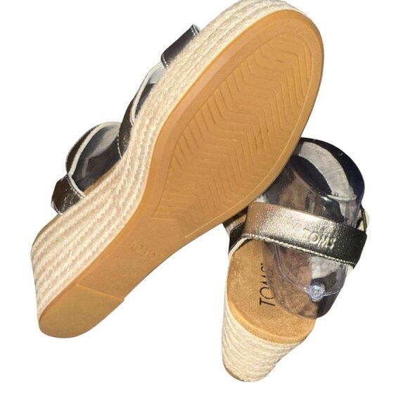 Women's Toms Audrey Espadrille Wedge Platform Sandals Gold Women's Size 9 - Picture 5 of 7